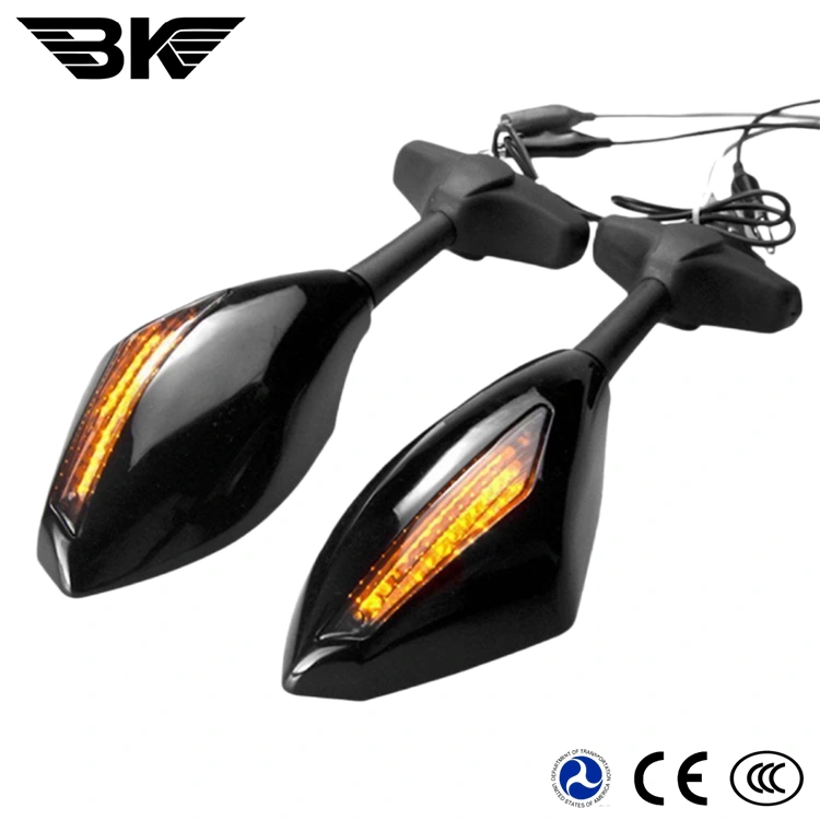 オートバイのバックミラー、ウインカー付き LED ライト付き